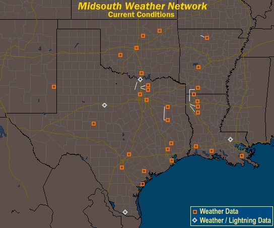 Mesomap of Mid-South Weather Network Stations